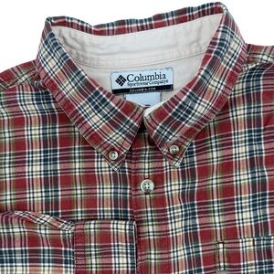 Columbia Men's Red Plaid Shirt L button up